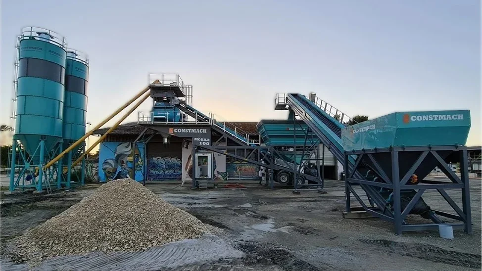 CONSTMACH Mobile 100 Concrete Batching Plant Installed in France 