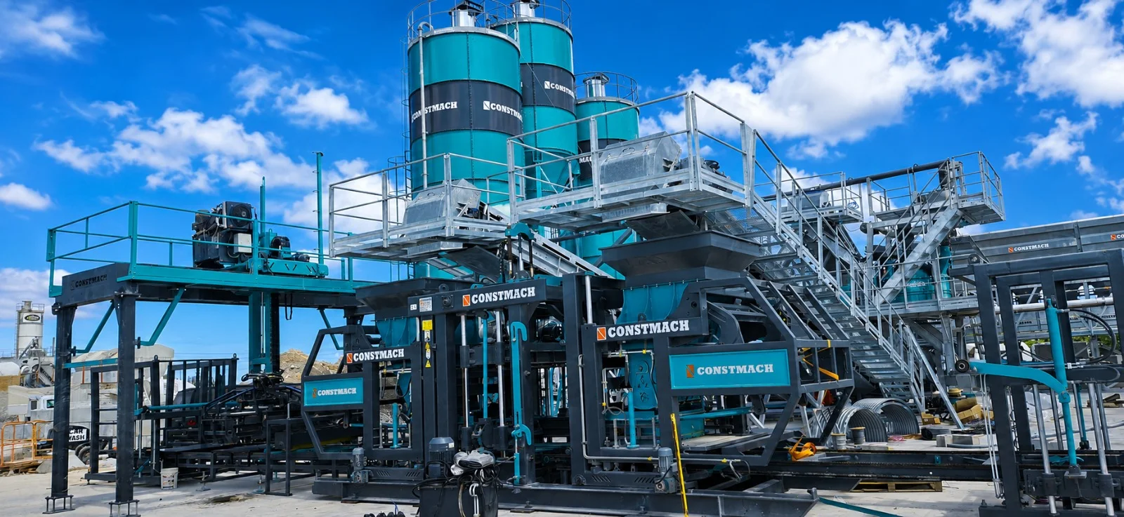 CONSTMACH BS 36 Block Making Machine with Double Mix Concrete Batching Plant Now Operating in Miami, USA
