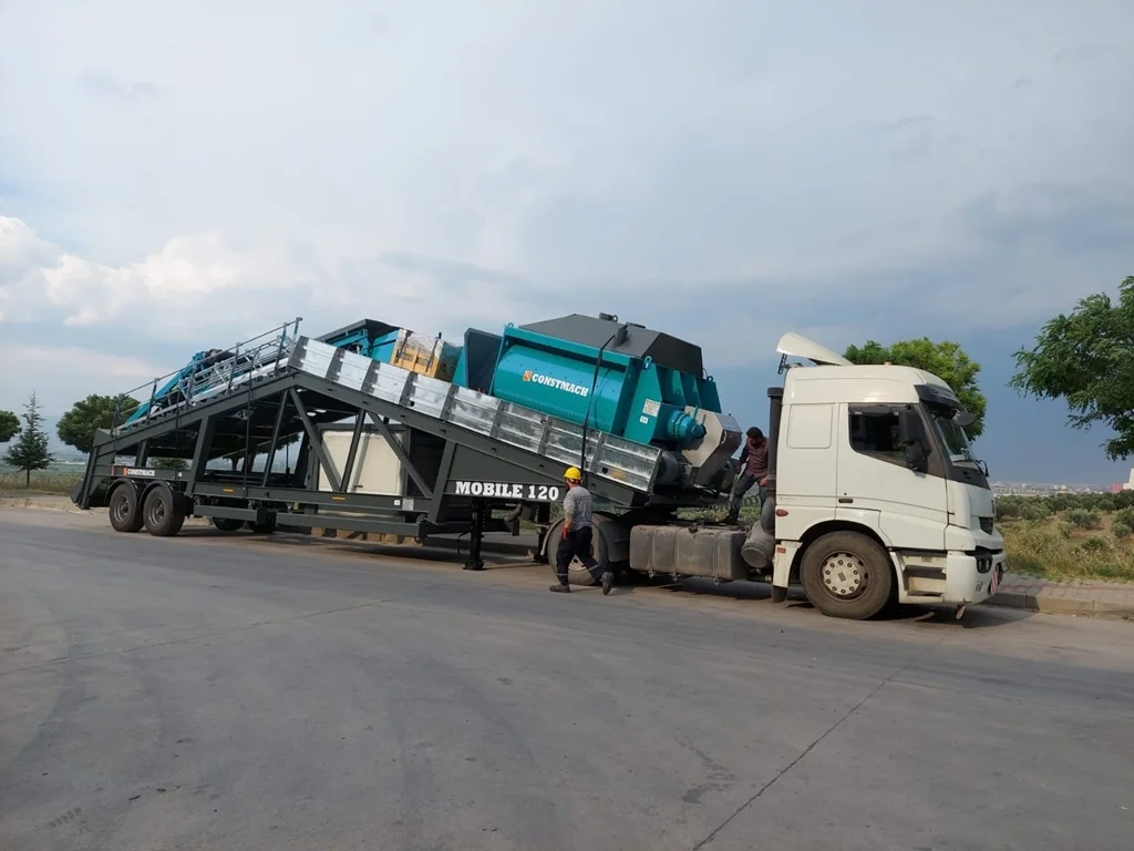 Constmach Mobile 120 Mobile Concrete Batching Plant Shipped to Ukraine