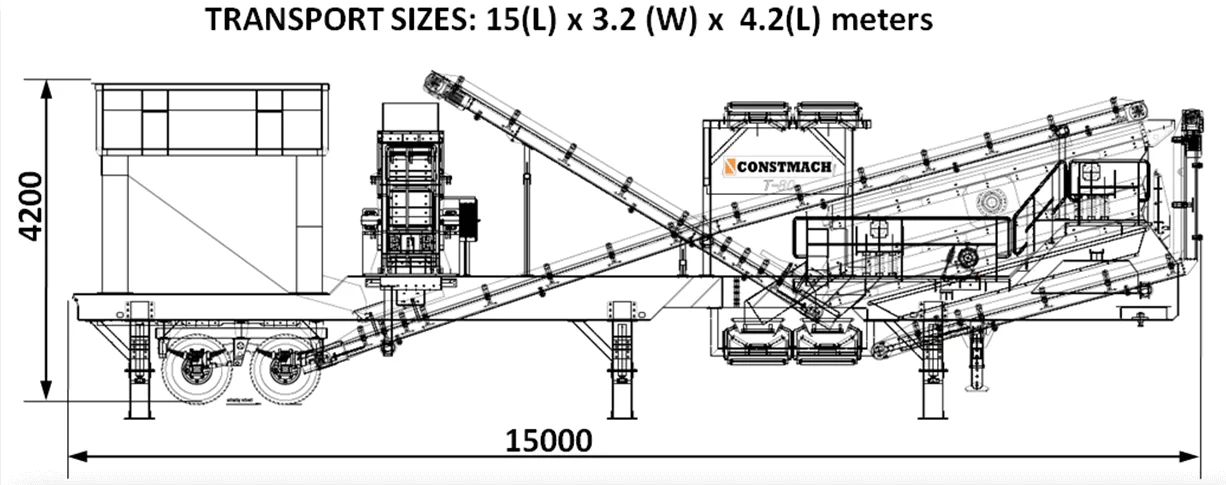 T-100 Mobile Tertiary Impact Crushing Plant transport